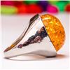 Image 1 : BALTIC AMBER GEMSTONE SILVER PLATED RING SIZE 7