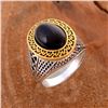 Image 1 : BLACK ONYX GEMSTONE SILVER PLATED RING SIZE 9