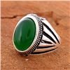 Image 1 : GREEN ONYX GEMSTONE SILVER PLATED RING SIZE 8