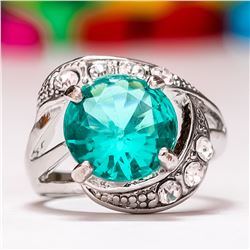 APATITE QUARTZ GEMSTONE SILVER PLATED RING SIZE 8