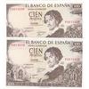 Image 1 : Spain, 100 Pesetas (2), 1965, UNC, p150, (Total 2 consecutive banknotes)br/serial numbers: YA 667167