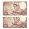 Image 2 : Spain, 100 Pesetas (2), 1965, UNC, p150, (Total 2 consecutive banknotes)br/serial numbers: YA 667167
