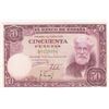 Image 1 : Spain, 50 Pesetas, 1951, UNC, p151br/serial number: B9279396