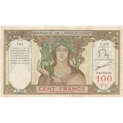 Tahiti, 100 Francs, 1939, VF, p14br/Banque de l'Indochine, serial number: L.230.990
