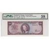 Image 1 : Trinidad and Tobago, 20 Dollars, 1964, AUNC, p29cbr/Queen Elizabeth II portrait, PMG 58, serial numb