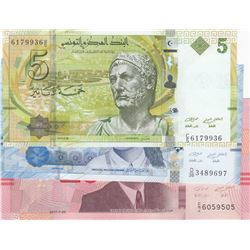 Tunisia, 5 Dinar, 10 Dinar and 20 Dinar, 2015/2017, UNC, (Total 3 banknotes)br/