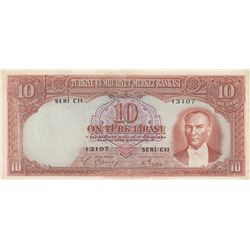 Turkey, 10 Lira, 1938, XF, 2/1. Emission, p128br/Atatürk portrait, serial number: C11 13107