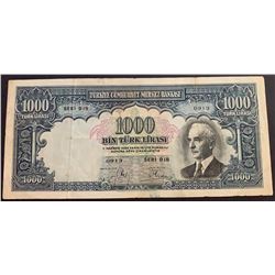 Turkey, 1.000 Lira, 1940, VF, 2/2. Emission, p139br/Inönü portrait, serial number: D18 0913, natural