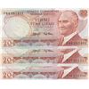 Image 1 : Turkey, 20 Lira, 1979/1983, UNC, 6/3 and 6/4. Emission, p187, p188, (Total 3 banknotes)br/Prefix num