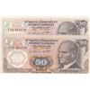 Image 1 : Turkey, 50 Lira, 1976, AUNC, 7/1. Emission, p187A, (Total 2 banknotes)br/serial numbers: F45 223026,
