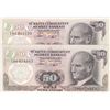 Image 1 : Turkey, 50 Lira, 1983, UNC, 7/2. Emission, p187A, "I90" last prefix, (Total 2 banknotes)br/serial nu