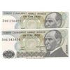 Image 1 : Turkey, 10 Lira, 1982, UNC, 7/2. Emission, p193, "D01" first prefix and "D90" last prefix, (Total 2 