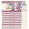 Image 1 : Turkey, 1 New Turkish Lira, 2005, UNC, 8/1. Emission, p216, Sequential prefix numbers, (Total 10 ban