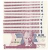 Image 1 : Turkey, 1 New Turkish Lira, 2005, UNC, 8/1. Emission, p216, Sequential prefix numbers, (Total 10 ban