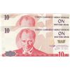 Image 1 : Turkey, 10 New Turkish Lira, 2005, UNC, 8. Emission, p218, (Total 2 banknotes)br/Atatürk portrait, s