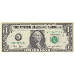 United States of America, 1 Dollar, 2003, UNC, p515, RADARbr/serial number: K 01700710 A