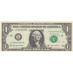United States of America, 1 Dollar, 2003, UNC, p515, 6 DIGIT RADARbr/serial number: L 41444444 D