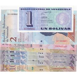 Venezuela, 1 Bolivar, 2 Bolivares, 20 Bolivares, 100 Bolivares (2) and 1000 Bolivares (3), 1989/2017