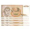 Image 1 : Yugoslavia, 100 Dinara, 1990, UNC, p105, (Total 5 consecutive banknotes)br/serial numbers: AH 152092