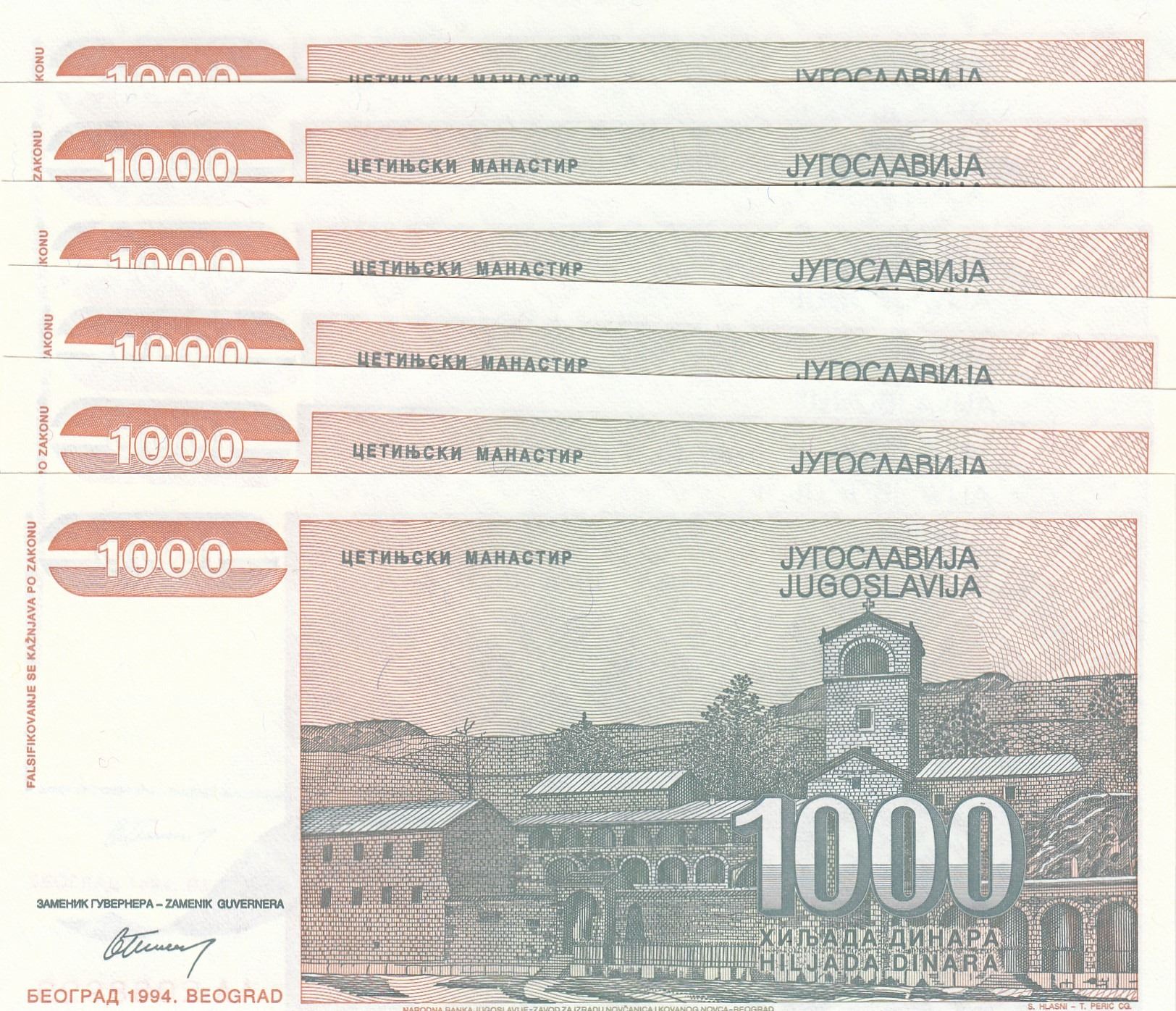 P-140 UNC Yugoslavia 1000 1,000 Dinara 1994