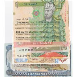 Mix Lot, 10 banknotes in whole UNC conditionbr/Turkmenistan, 1 Manat (5), Turkmenistan, 5 Manats, Tu