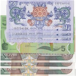 Mix Lot, 7 banknotes in whole UNC conditionbr/Fiji, 5 Dollars, Bhutan, 1 Ngultrumi (3), Somalia, 50 