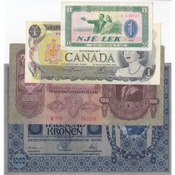Mix Lot, 4 banknotes from different countriesbr/Albania, 1 Lek, 1976, xf; Canada, 1 Dollar, 1973, Un