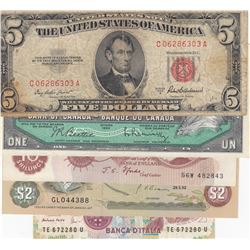 Mix Lot, Total 5 banknotes of different countries in different conditionbr/United States of America,