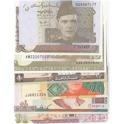 Mix Lot, 8 banknotes in whole UNC conditionbr/Pakistan 5 Rupees (2), Pakistan 10 Rupees (2), Pakista