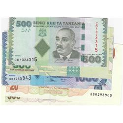 Mix Lot, 7 banknotes in whole UNC conditionbr/Tanzania 500 Shillings (2), Tanzania 1000 Shillings (2