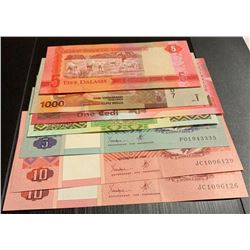 Mix Lot, 7 banknotes in whole UNC conditionbr/Gambia 5 Dalasis, Uganda 1000 Shillings, Gahna 1 Cedi,