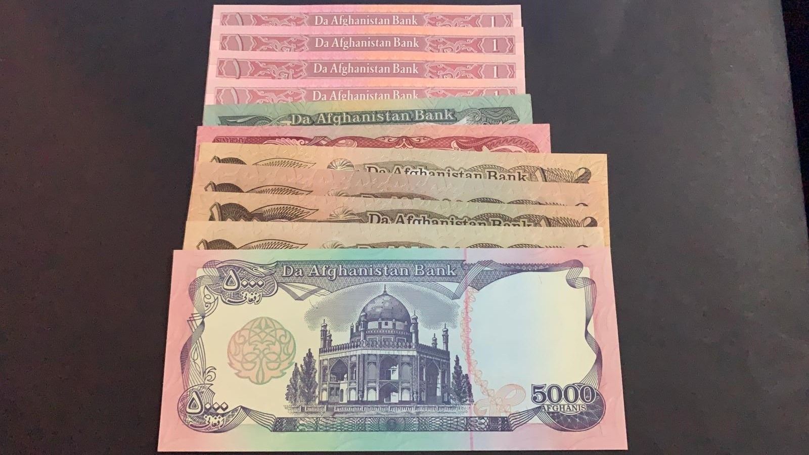 Afghanistan, 1 Afghani (4), 50 Afghanis, 100 Afghanis, 1000 Afghanis (4 ...