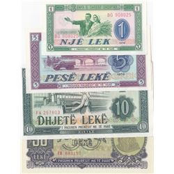 Albania Lek, 5 Leke, 10 Leke and 50 Leke, 1944/1976, UNC, p40, p42, p43, p25, (Total 4 banknotes)br/