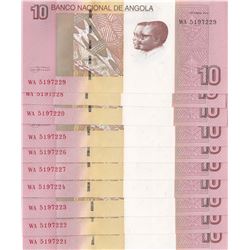 Angola, 10 Kwanzas, 2012, UNC, p151b, (Total 10 consecutive banknotes)br/serial number: WA 5197220- 