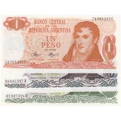 Argentina, 1 Peso, 5 Pesos Argentinos and 500 Pesos, 1974/1993, UNC, p293, p303c, p314, (Total 3 ban