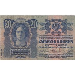 Austria, 20 Kronen, 1913, VF, p13br/Austria- Hungarian Bank, serial number: 836047/1061