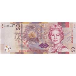 Bahamas, 3 Dollars, 2019, UNC, pNewbr/Queen Elizabeth II portrait, serial number: A 016927