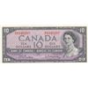 Image 1 : Canada, 10 Dollars, 1954, XF (+), p79bbr/Queen Elizabeth II portrait, serial number: A/V 8345287