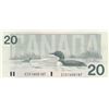 Image 2 : Canada, 20 Dollars, 1991, AUNC, p97a, REPLACEMENTbr/Queen Elizabeth II portrait, serial number: EIX 
