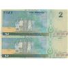 Image 2 : Fiji, 2 Dollars, 2002, UNC, p104a, (Total 2 consecutive banknotes)br/Queen Elizabeth II portrait, se