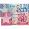 Image 1 : Ghana, 1 Cedi and 5 Cedis, 2015/2019, UNC, p38, pNew, (Total 2 banknotes)br/serial numbers: JP 32987