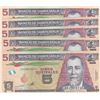 Image 1 : Guatemala, 5 Quetzales, 2014, UNC, pNew, (Total 5 banknotes)br/Some of the banknotes are serial foll