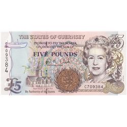 Guernsey, 5 Pounds, 1996, UNC, p56cbr/Queen Elizabeth II portrait, serial number: C 709384