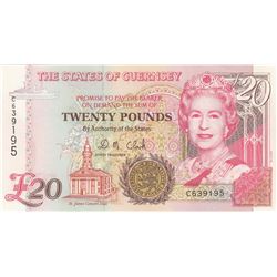 Guernsey, 20 Pounds, 1996, UNC, p58bbr/Queen Elizabeth II portrait, serial number: C 639195