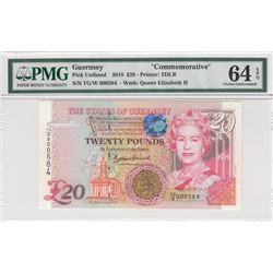 Guernsey, 20 Pounds, 2018, UNCbr/PMG 64 EPQ, Queen Elizabeth II portrait, serial number: TG/W 000584