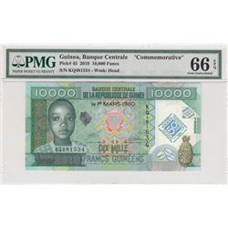 Guinea, 10.000 Francs, 2010, UNC, p45br/PMG 66 EPQ, commemorative Issue, serial number: KQ 481534