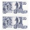 Image 2 : Iceland, 10 Kronur, 1981, UNC, p48, (Total 2 consecutive banknotes)br/serial numbers: A11 932311-12