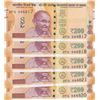 Image 1 : India, 200 Rupees, 2018, UNC, pNew, (Total 5 consecutive banknotes)br/serial numbers: 2FQ 544817