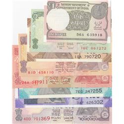 India, 1 Rupee, 5 Rupees, 10 Rupees (2), 20 Rupees, 50 Rupees (2), 100 Rupees, 2010/2018, UNC, (Tota