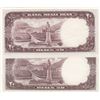 Image 2 : Iran, 20 Rials, 1958, UNC, p69, (Total 2 banknotes)br/Shah Pahlavi portrait, different signatures